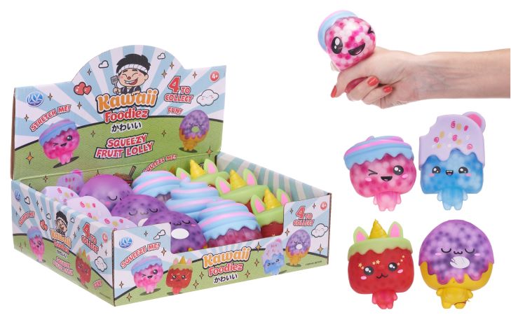 KAWAII Fruit Lolly Squishy 6cm In espo da 12pz 4ass…x12…x96